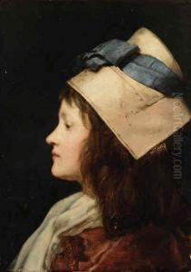 Portrait Of A Young Girl With Bonnet by Jules Adolphe Goupil