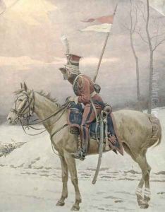 A Lancer of Napoleon's Polish Guards on Winter Patrol by Jan van Chelminski