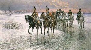 An Escort of the 4th French Hussars by Jan van Chelminski