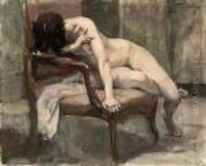 A Seated Nude by Jean-Leon Gouweloos