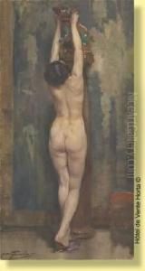 Jeune Femme Nue Au Chien De Fo by Jean-Leon Gouweloos