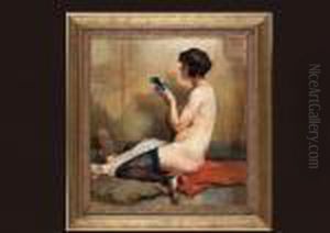 Nude With Black Stocking by Jean-Leon Gouweloos