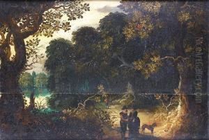 An Elegant Couple On A Woodland Path An Elegant Couple On A Woodland Path