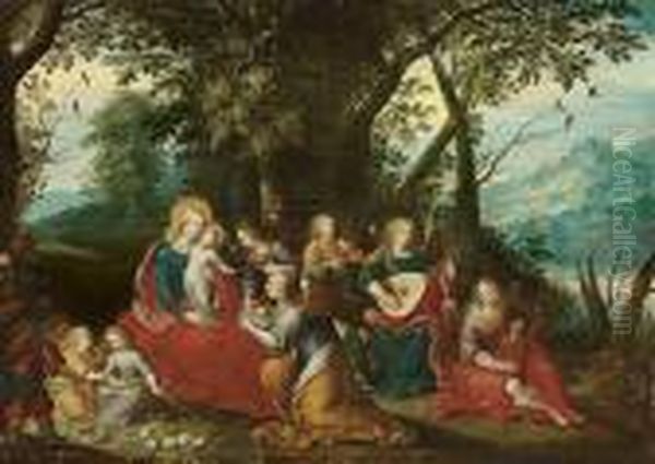 Madonna Mit Kind Und Engeln In Einer Waldlandschaft - view 1