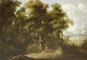 Forest Landscape With John The Baptist by Abraham Govaerts
