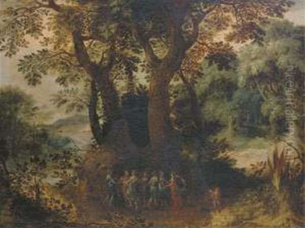A Wooded Landscape With Dancing Nymphs - view 1