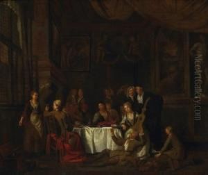 Amused Round In The Salon by Hendrik Govaerts