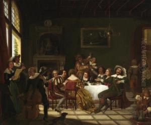 Amused Company In The Parlour by Hendrik Govaerts