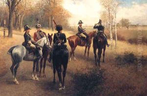 Prussian Staff And Cavalry Officers On Reconnaissance by Jan van Chelminski