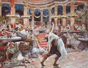A Banquet in Nero's palace, illustration from 'Quo Vadis', c.1910 by Ulpiano Checa y Sanz