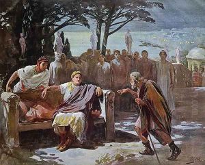 Chilon Accusing the Christians of Starting the Fire in Rome, illustration from 'Quo Vadis', c.1910