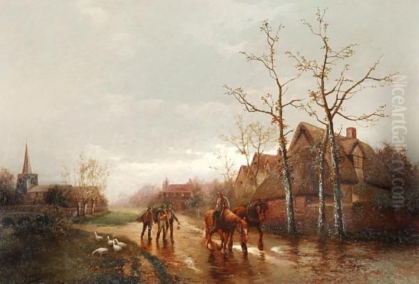 Farmers And Horses On A Country Track, And Another: Farm Workers On A Village Lane - view 1