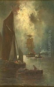 Shipping In The Moonlight by James Walter Gozzard