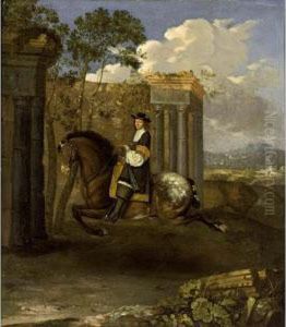 An Equestrian Portrait Of A 
Gentleman, Aged 55, Riding A Bay Horse, In The Position Of The