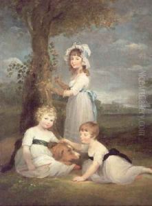 The Earl of Lincoln, Lady Anna Maria and Lady Charlotte Pelham Clinton, the Children of the 4th Duke of Newcastle by William Collins