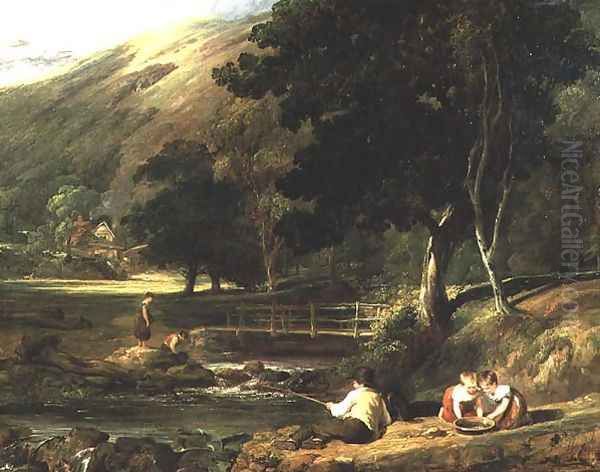 Borrowdale, Cumberland, with Children Playing By A Stream, 1823 - view 1
