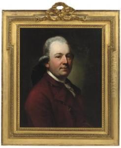 Portrait Of A Gentleman, Bust-length, In A Red Coat And A Whitejabot by Anton Graff