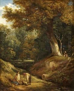 A Woodland Glade with Figures by William Collins
