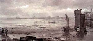 Seashore Study: Low Tide, with Fishing Boats and Fisherfolk by William Collins