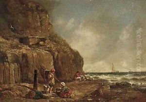 Fisherfolk on a beach
