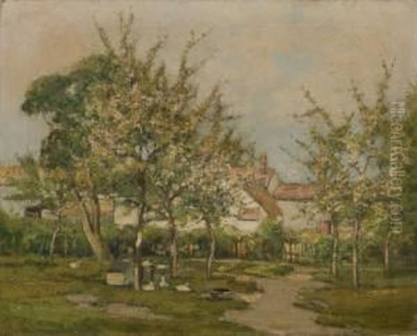 Bluhende Baume Vor Einem Gehoft - view 1