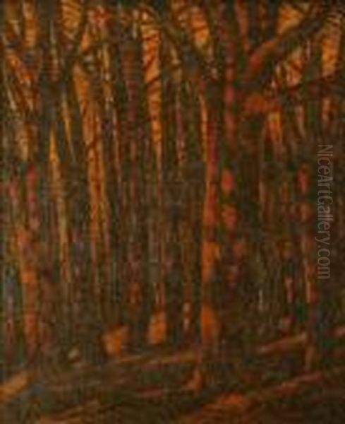 Forest Sceneoil Oncanvassigned Lower Left60cm X 50cm - view 1