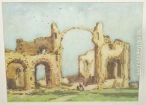 R.s.w., R.i., R.o.i., R.b.a. "lindisfarne Abbey, Holy Island" Signed And Dated "1914"