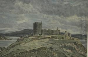 A View Of A Castle In A Coastal Landscape