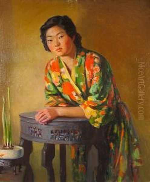 A Portrait Of A Japanese Woman Wearing A Kimono - view 1