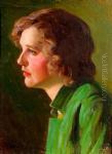 A Portrait Of A Woman Wearing A Green Jacket - view 1