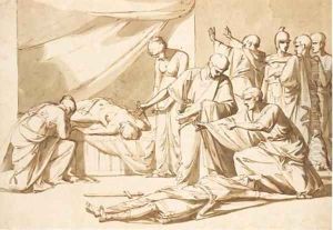 Roman senators and women discovering two corpses by Vincenzo Camuccini