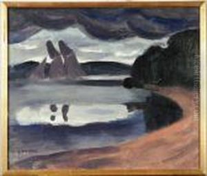 Kustmotiv, Signerad Hj Grahn by Hjalmar Grahn