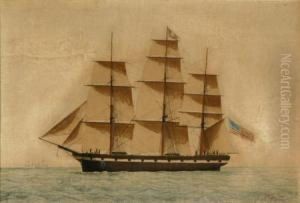 The American Frigate "wellington" Captained Bybarstow by Eugene Grandin
