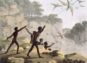 Throwing the Spear, aborigines hunting birds from New South Wales by John Heaviside Clark