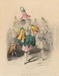 Ensemble De Cinq Gravures by Jean-Jacques Grandville