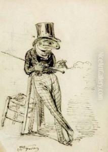 Grenouille Habillee Fumant Le Cigare by Jean-Jacques Grandville