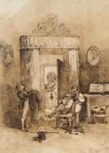Scene Grotesque Animaliere Dans Un Interieur by Jean-Jacques Grandville