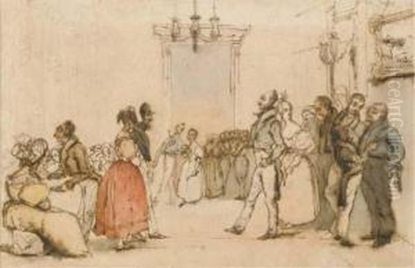 Un Groupe De Figures Elegantes Dans Un Grand Salon - view 1