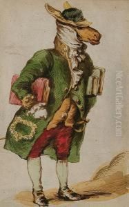 An Ass Holding Books Under His Arm by Jean-Jacques Grandville