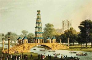 The Chinese Bridge and Pagoda, Erected in the Park in commemoration of the Glorious Peace of 1814 by John Heaviside Clark