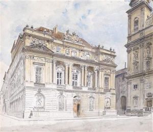 University Square And Jesuit Church In Vienna by Ernst Graner