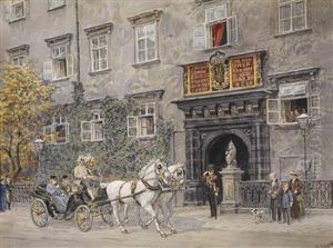 Emperor Francis Josepf In The Coach By The Schweizertor by Ernst Graner