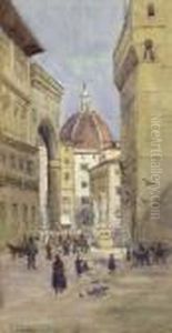 Die Piazza Della Signoria In Florenz by Ernst Graner