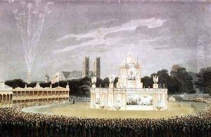 Firework display held in Green Park to celebrate the defeat of Napoleon, 1814 by John Heaviside Clark