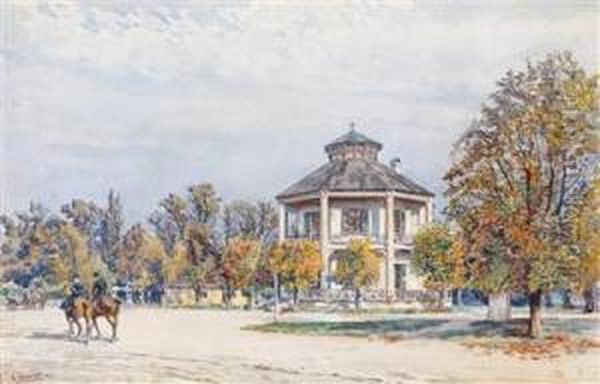 Reiter Vor Demlusthaus Im Prater - view 1