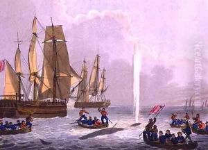 Boats Approaching a Whale, 1813 by John Heaviside Clark