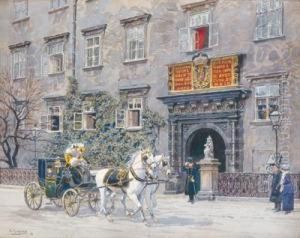 Excursion Of Emperor Francis Joseph Near The Swiss Gate In The Hofburg Palace by Ernst Graner