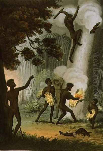 Smoking out the Opossum, plate from 'Field sports of the native inhabitants of New South Wales', 1813 - view 1