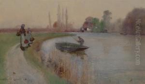 A Young Girl And Her Mother By The Thames