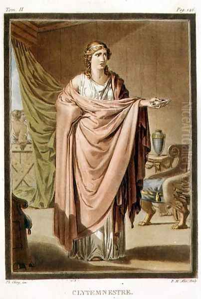 Clytemnestra, costume for 'Iphigenia in Aulis', from Volume II of 'Research on the Costumes and Theatre of All Nations' - view 1